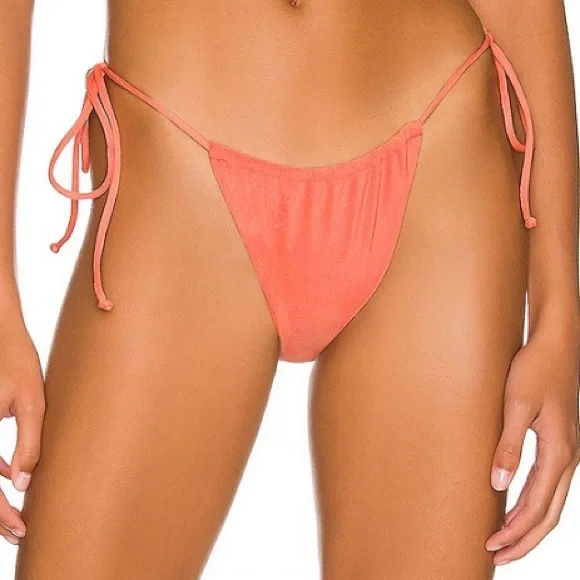 JADE SWIM ❤️‍🔥 LANA BIKINI BOTTOMS IN CORAL 🪸 TERRYCLOTH NWT SIZE LARGE